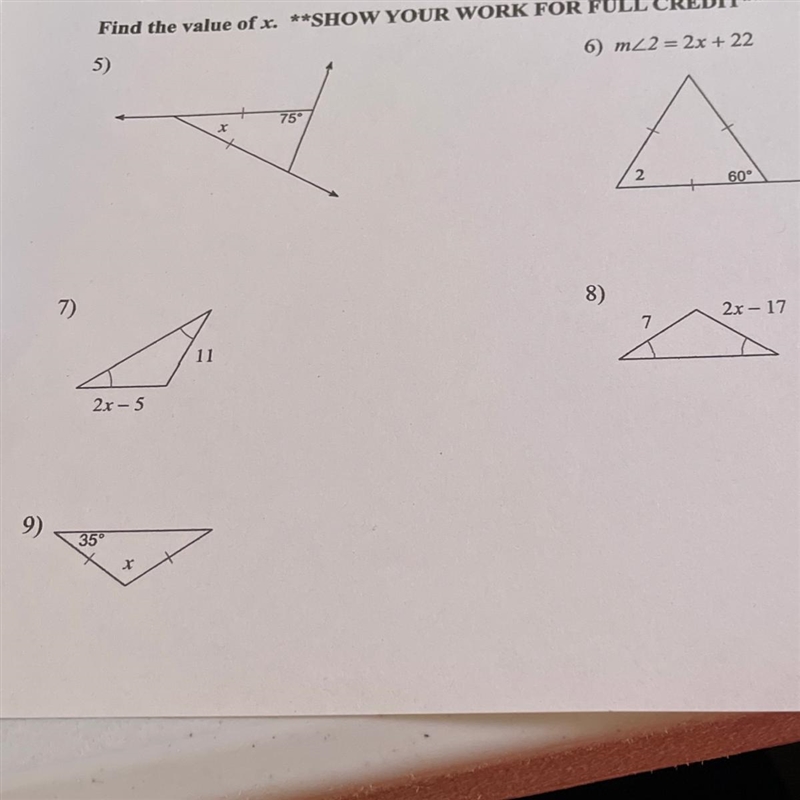 Find the value of x for following problems-example-1