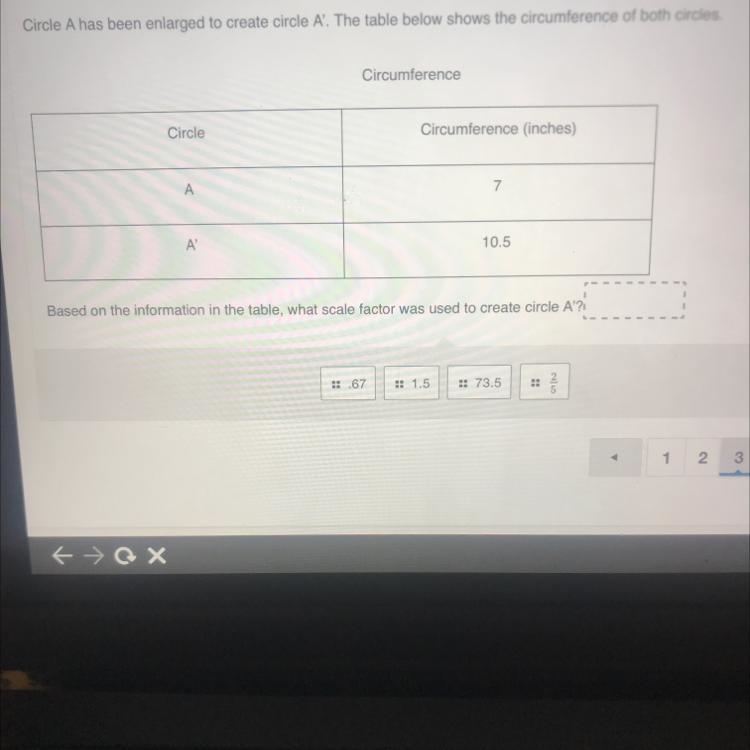 Circle A has been enlarged to create circle A'. The table below shows the circumference-example-1