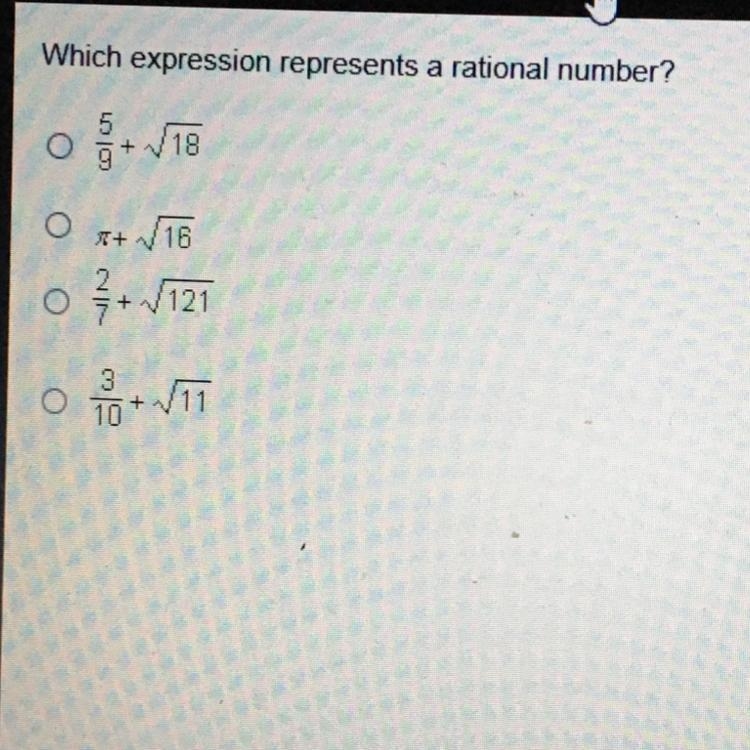 ERGENTWhich expression represents a rational number?-example-1