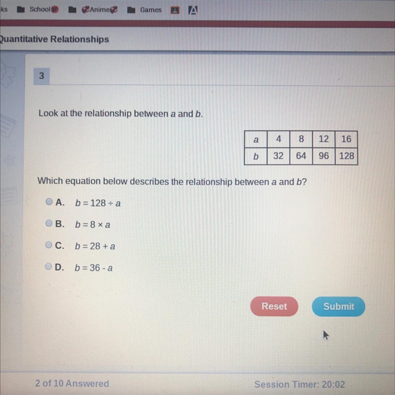 Look at the relationship between a and b-example-1