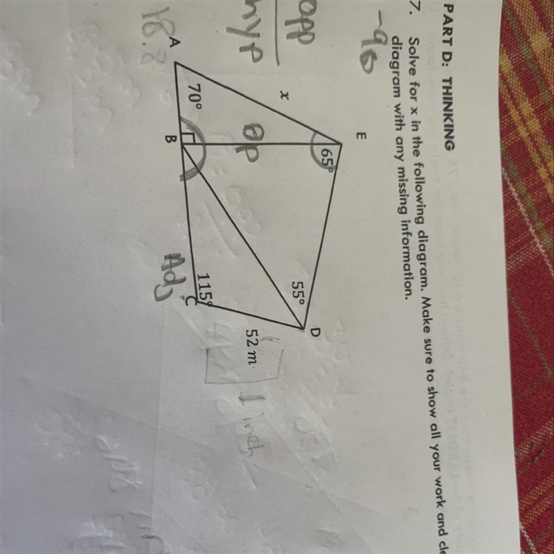 ART D: THINKING 17 Solve for x in the following diagram. Make sure to show all your-example-1