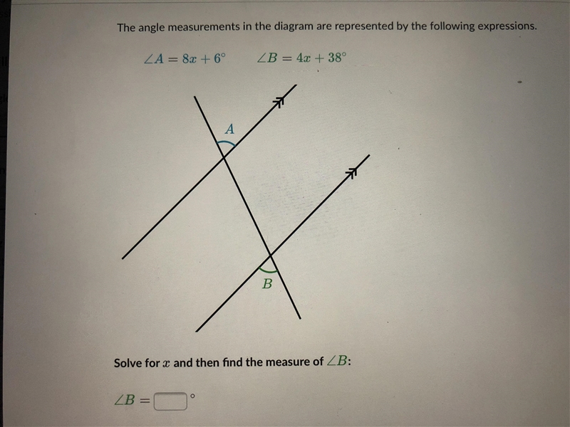 The angle measurement in the diagram are represented by the following expressions-example-1