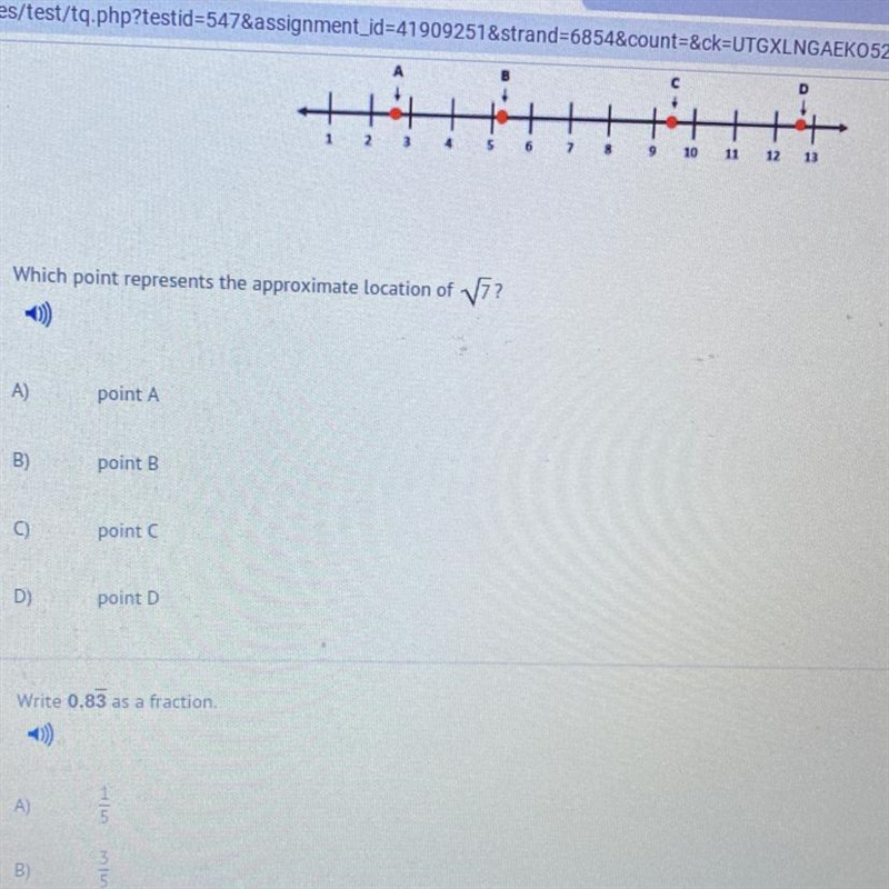 Which point represents the approximate location of vi? A) point A B) point B point-example-1