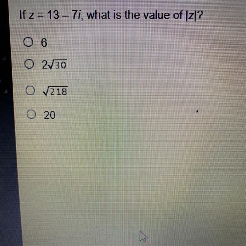 If z=13i -7 what is the value of |z|?-example-1