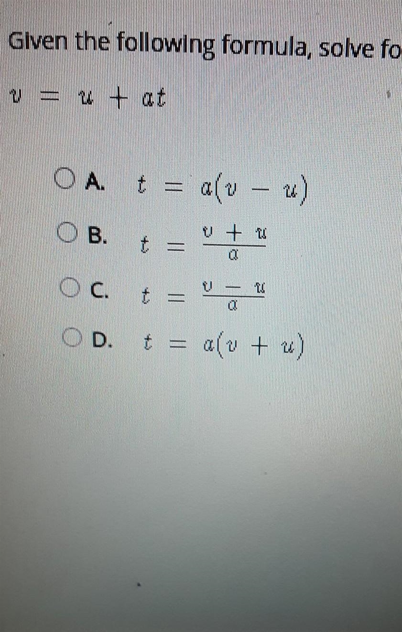 Given the following formula, solve for t​-example-1