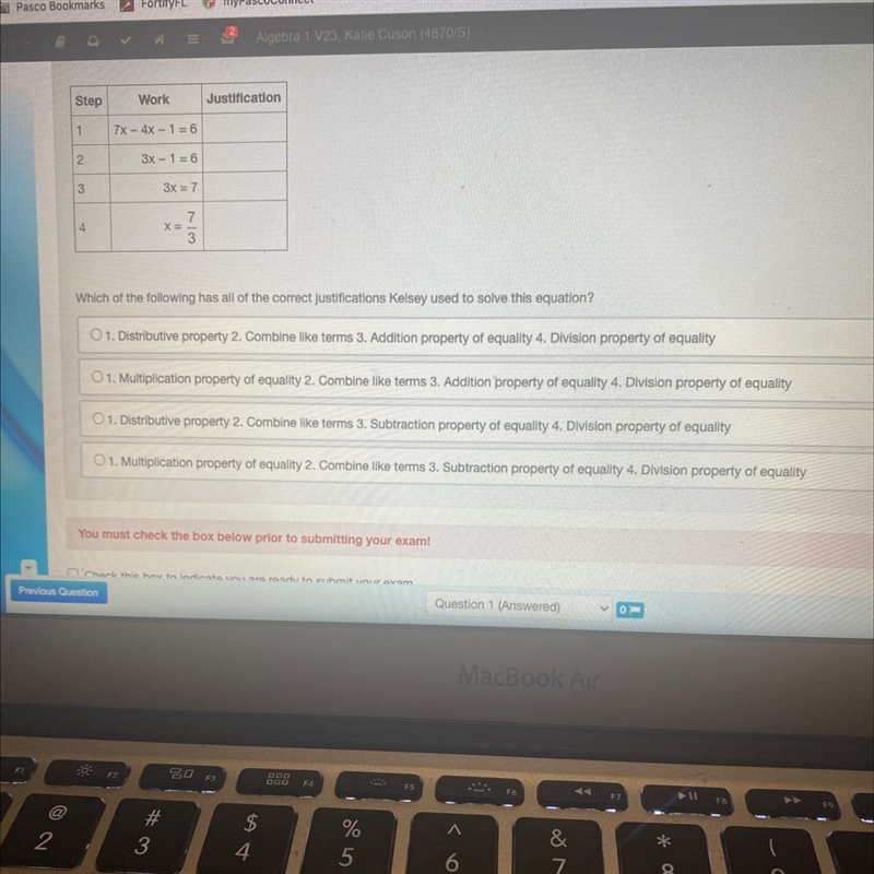 Kelsey solved the following equation 7x-1/2(8x+2)=6-example-1