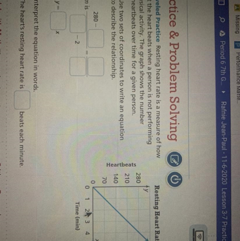 Use two sets of coordinates to write an equation to describe the relationship.-example-1