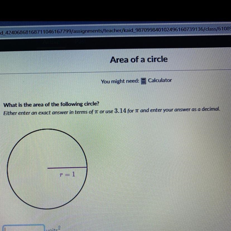 What is the area of the circle ?-example-1