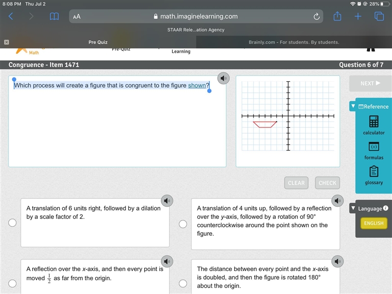 Which process will create a figure that is congruent to the figure shown?-example-1