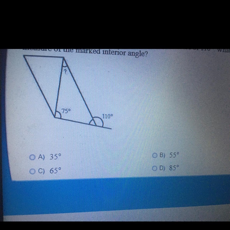 The triangular face of the prism shown has an interior angle with a measure of 75º and-example-1