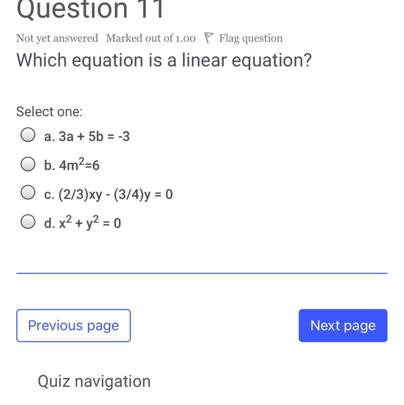 Plz help. Which problem is a linear equation?-example-1