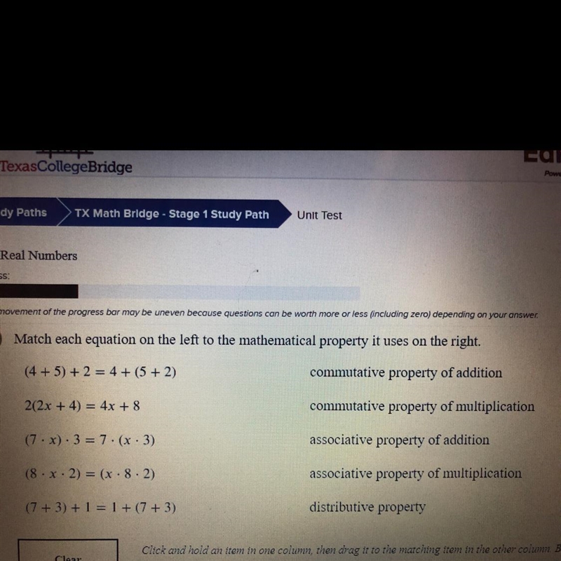 Match each equation on the left to the mathematical property it uses on the right-example-1