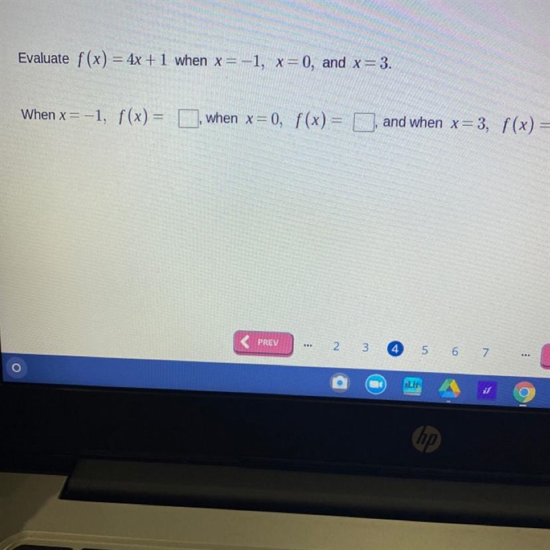 Evaluate f(x) = 4x + 1 when x = - 1-example-1