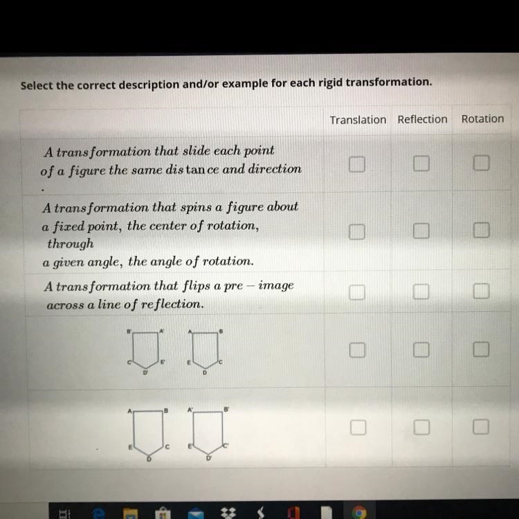 Select the correct description and/or example for each rigid transformation-example-1