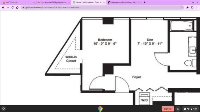 What is the area of the bedroom ?-example-1