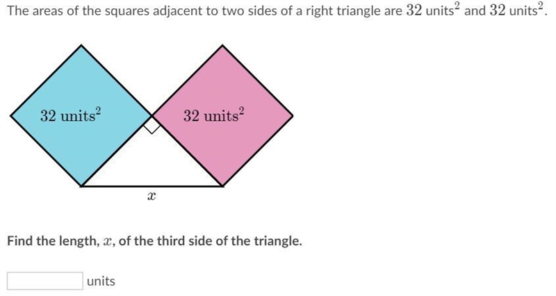 Find the length of, x, of the third side of the triangle.-example-1