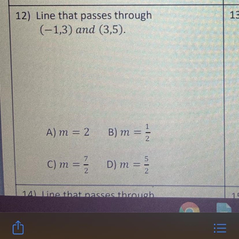 I need help with #12 MULTIPLE CHOICE-example-1