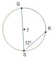 What is the measure of arc qr? 26 52 104 128-example-1