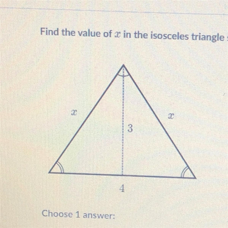 *15 points please help easy question* Find the value of x in the isosceles triangle-example-1