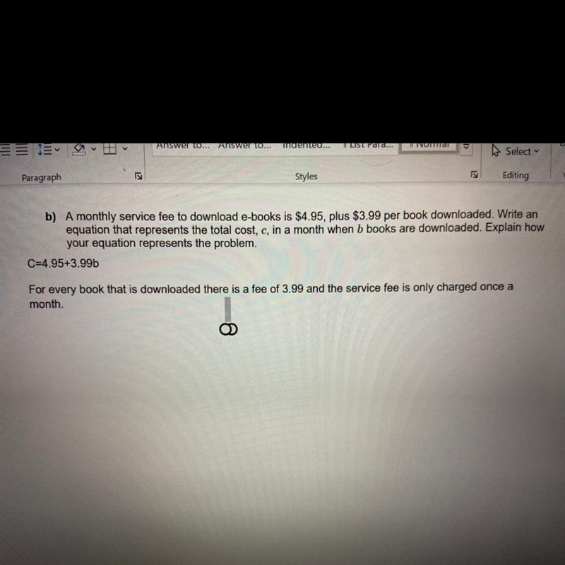 How would I create a graph for this equation? The equation is c=4.95+3.99b-example-1