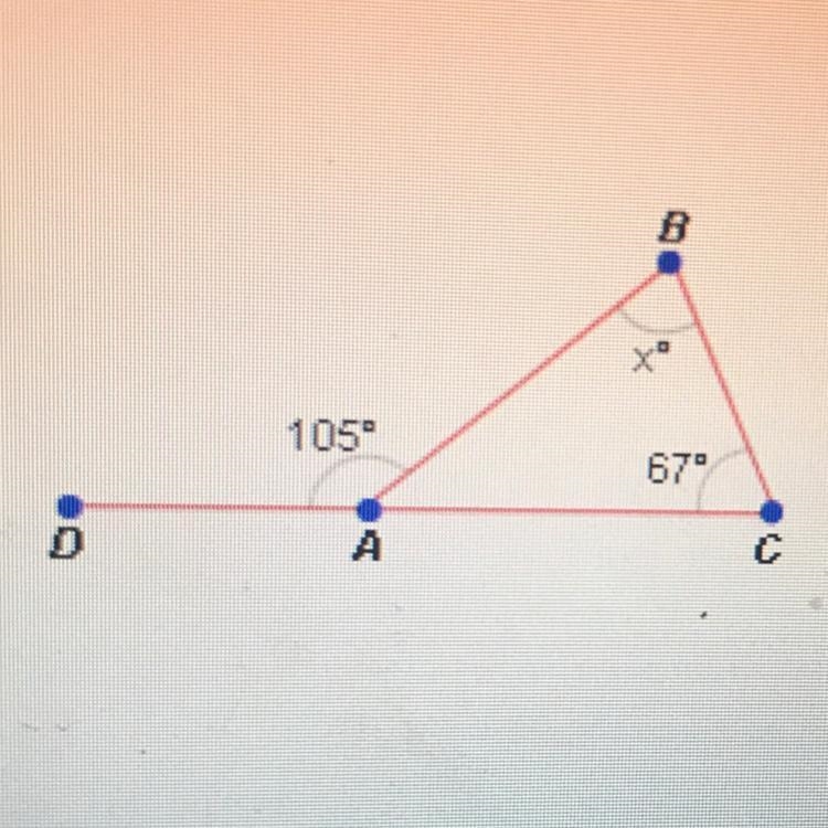 Question 25 of 25 Find the value of x. A. 33 B. 23 C. 38 D. 67-example-1