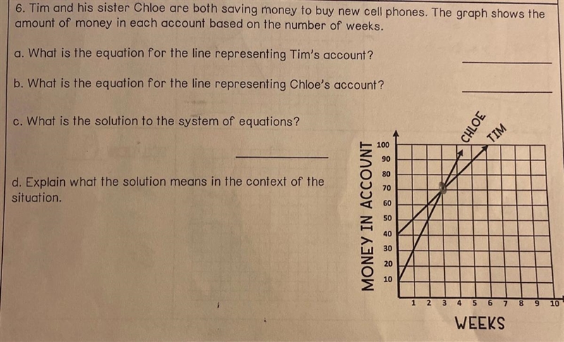 Tim and his sister chloe are both saving money to buy cell new phones. The Graph shows-example-1