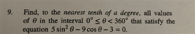 Find, to the nearest tenth of a degree, all values of x for the interval 0 is less-example-1