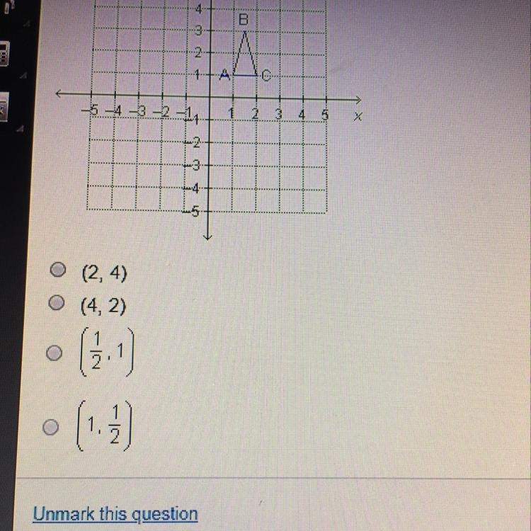 Triangle abc is dilated by a scale factor of 2 with a center of dilation at the origin-example-1