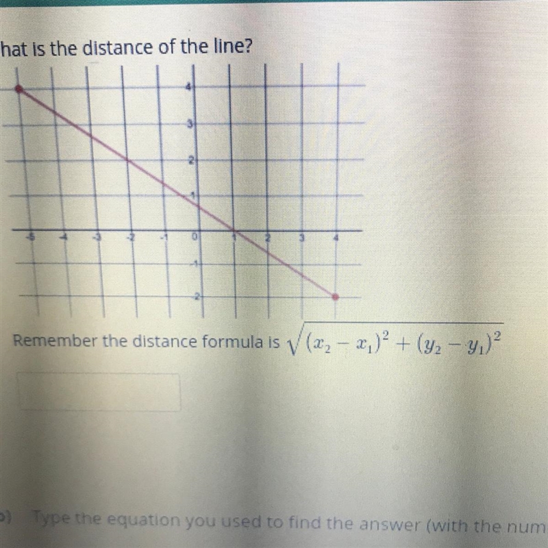 What is the distance of the line? Remember the distance formula is (23 - 23) + (42 --example-1