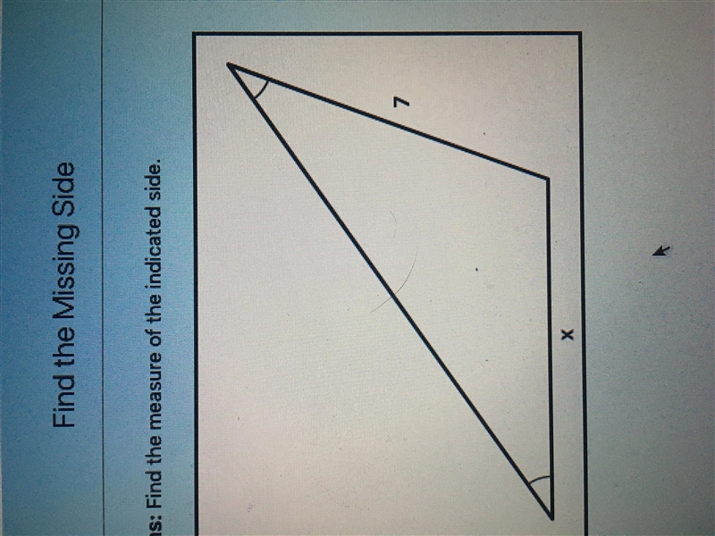 Find the measure of the indicated side-example-1