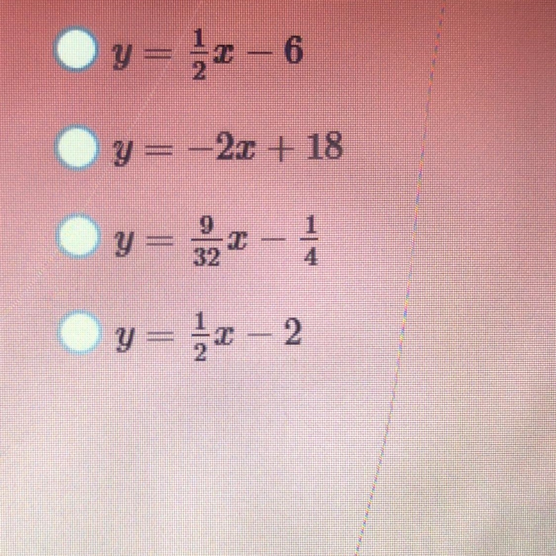 Which of the following equations defines a line that passes through the point (8,2) and-example-1