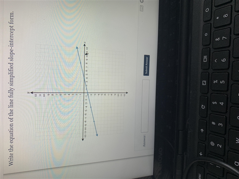 Write the equation of the line fully simplified slope- intercept form.-example-1