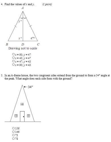 PLZZ HELP!!!! 1. Find the value of x and y. 2. In an A-figure house, the two congruent-example-1