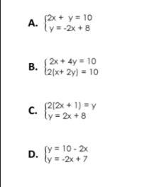 Which of the following systems of equations has exactly one solution?-example-1