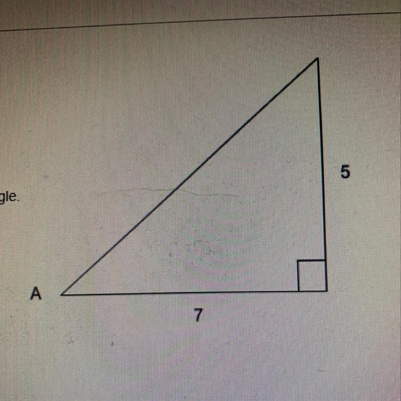 Find angle A in the following triangle. A. 35.54 B. 35.67 C. 36.24 D. 36.77-example-1