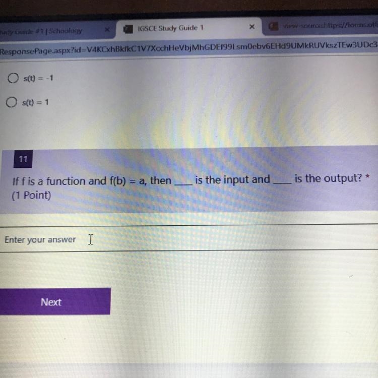 If F is a function and F(B)=A, then __ is the input and __ is the output?-example-1