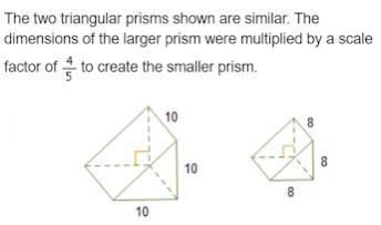 When the large prism was reduced, the surface area changed by a factor of:-example-1