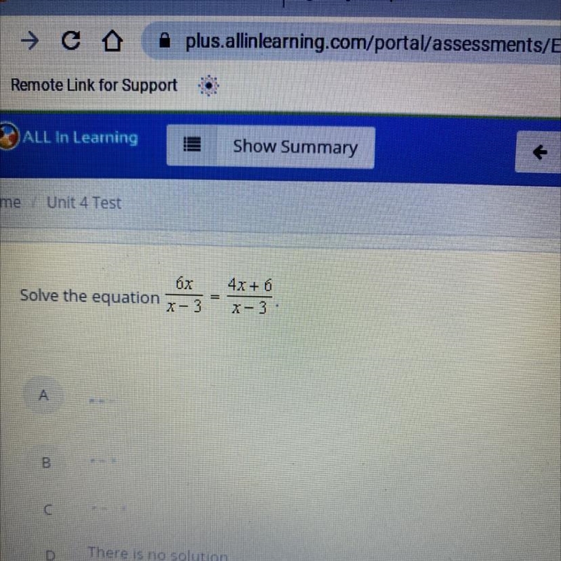 6x/x-3 4x + 6/ x-3 Solve the equation-example-1