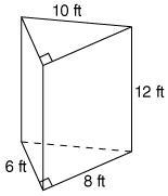 What is the volume of the following triangular prism? 480 ft 3 576 ft 3 96 ft 3 288 ft-example-1