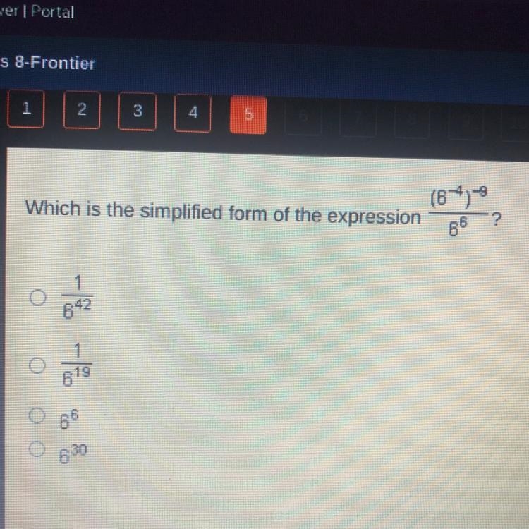 9 Which is the simplified form of the expression (64)- ? 66-example-1