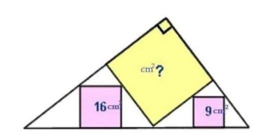 There are three squares inside the triangle . Find the area of the third triangle-example-1