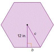 PLEASE HELP!! A regular hexagon is shown. What is the measure of half the side length-example-1