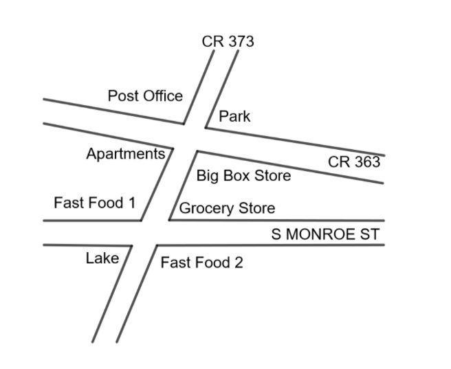 In Tallahassee, Florida, CR 373 intersects non-parallel streets CR 363 and Monroe-example-1