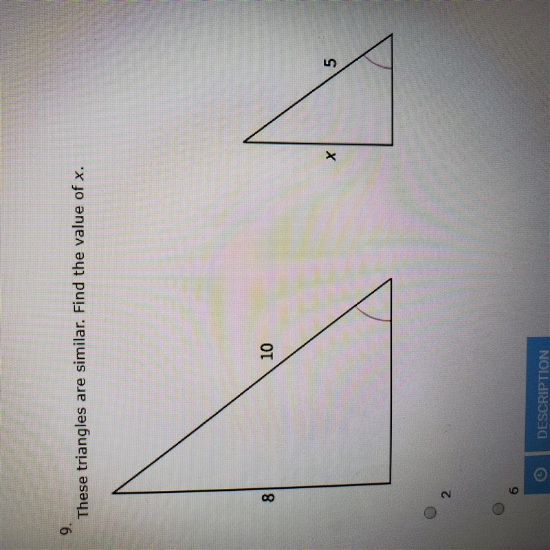 These triangle are similar find the value of x A. 2 B.6 C.4 D.3-example-1