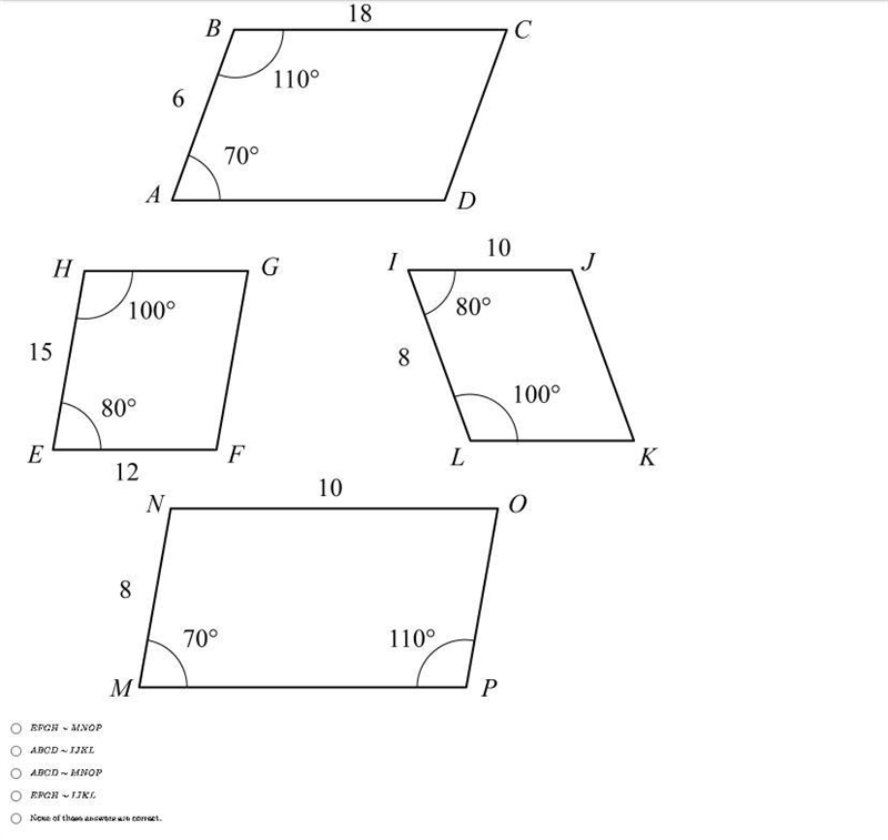 Which pair of parallelograms is similar?-example-1