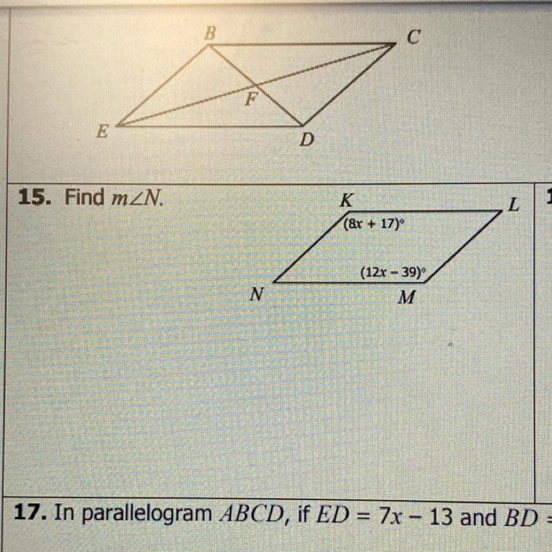 Find m N. Please show me how to work problem 15 out.-example-1