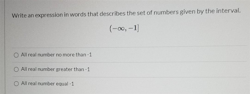 Which expression describes the set of numbers given by the interval:​-example-1