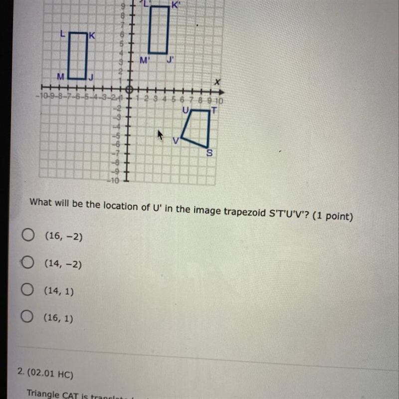 What will be the location of U’ in the image trapezoid S’T’U’V’?-example-1