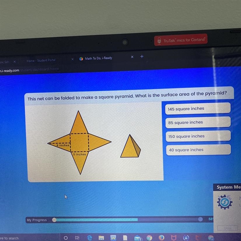 This net can be folded to make a square pyramid. What is the surface area of the pyramid-example-1