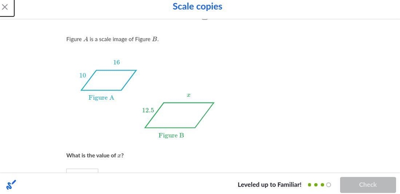 Figure a is a scale image of figure b. what is the value of x? please answer asap-example-1